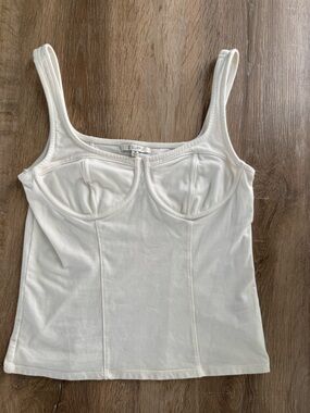 Z Supply White Ribbed Shelf Bra Tank sz M